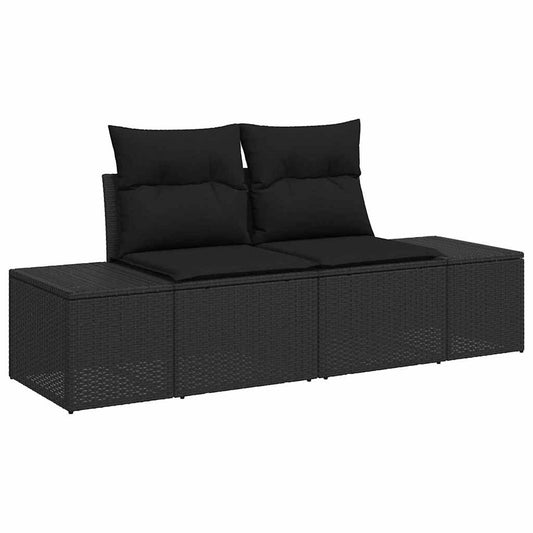 Gartensofa mit Kissen Schwarz 123 x 62 x 69cm Poly-Rattan