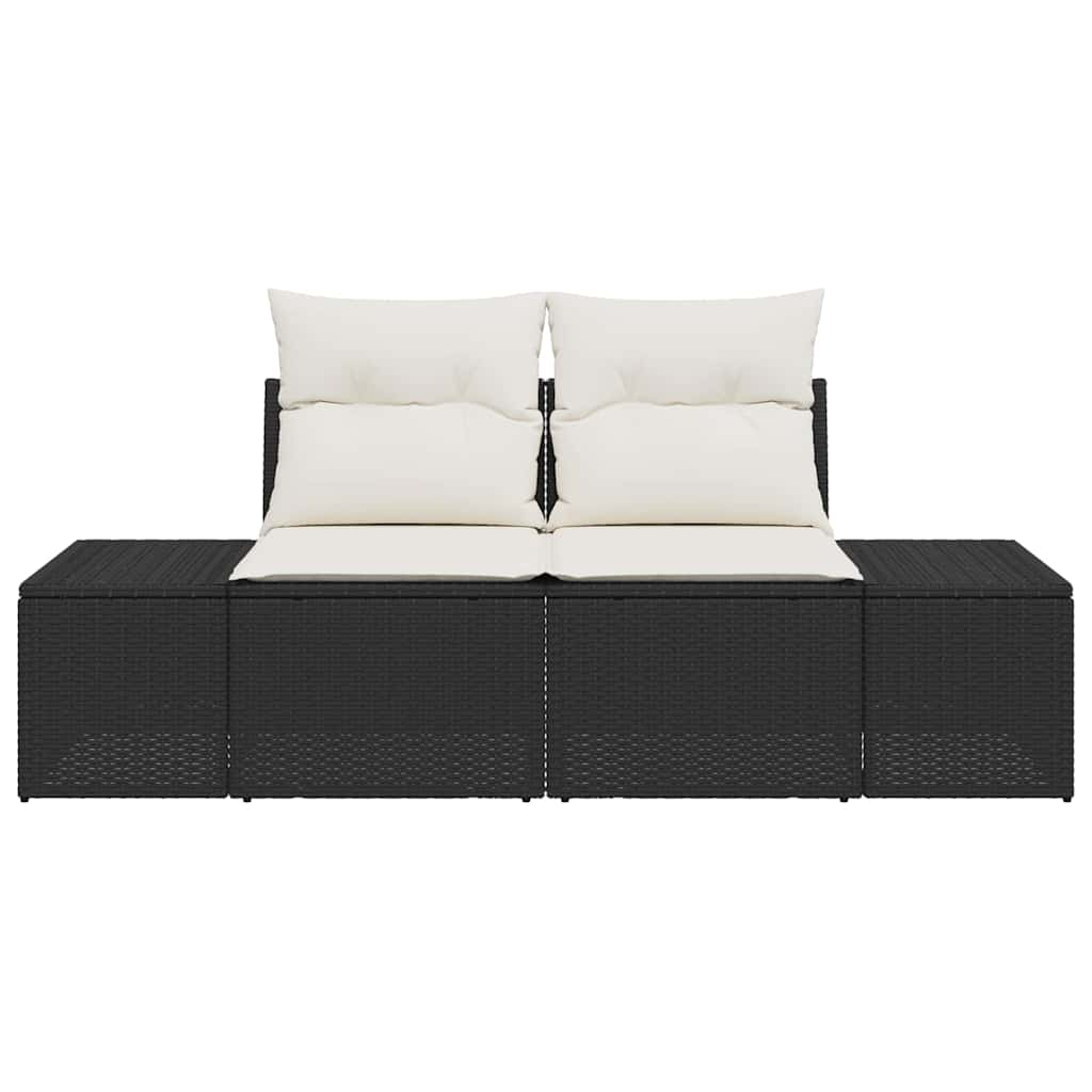 Gartensofa mit Kissen Schwarz 123 x 62 x 69cm Poly-Rattan