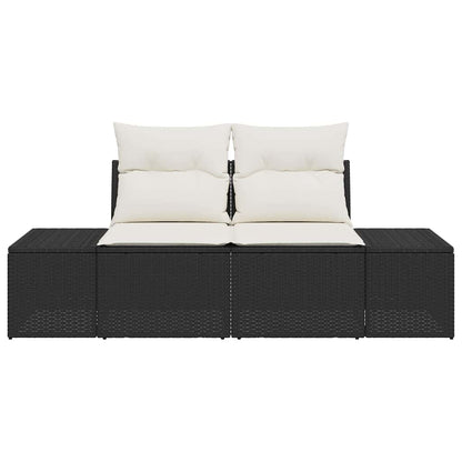 Gartensofa mit Kissen Schwarz 123 x 62 x 69cm Poly-Rattan