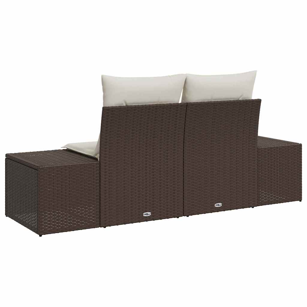 Gartensofa mit Kissen Braun 123 x 62 x 69cm Poly-Rattan