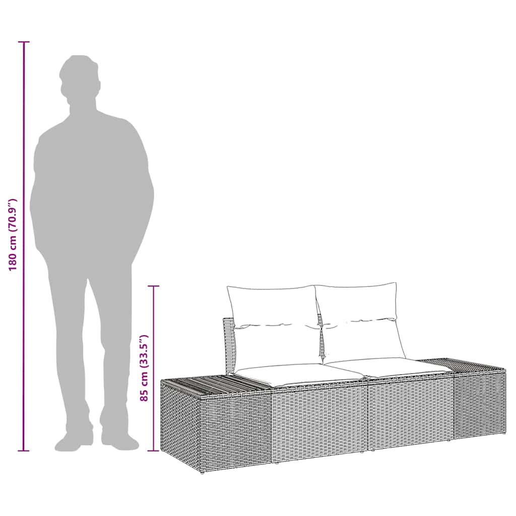 Gartensofa mit Kissen Braun 123 x 62 x 69cm Poly-Rattan