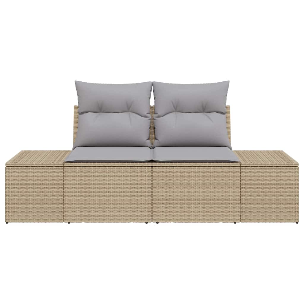 Gartensofa mit Kissen Beige 123 x 62 x 69cm Poly-Rattan