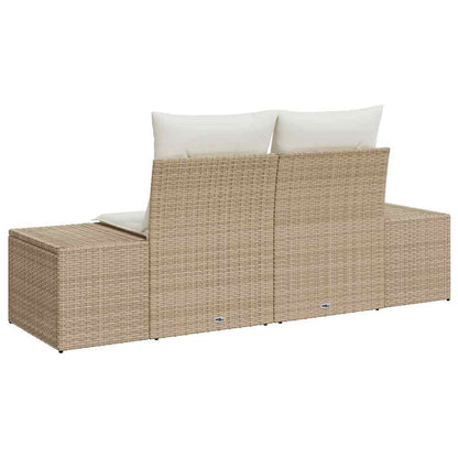 Gartensofa mit Kissen Beige 123 x 62 x 69cm Poly-Rattan
