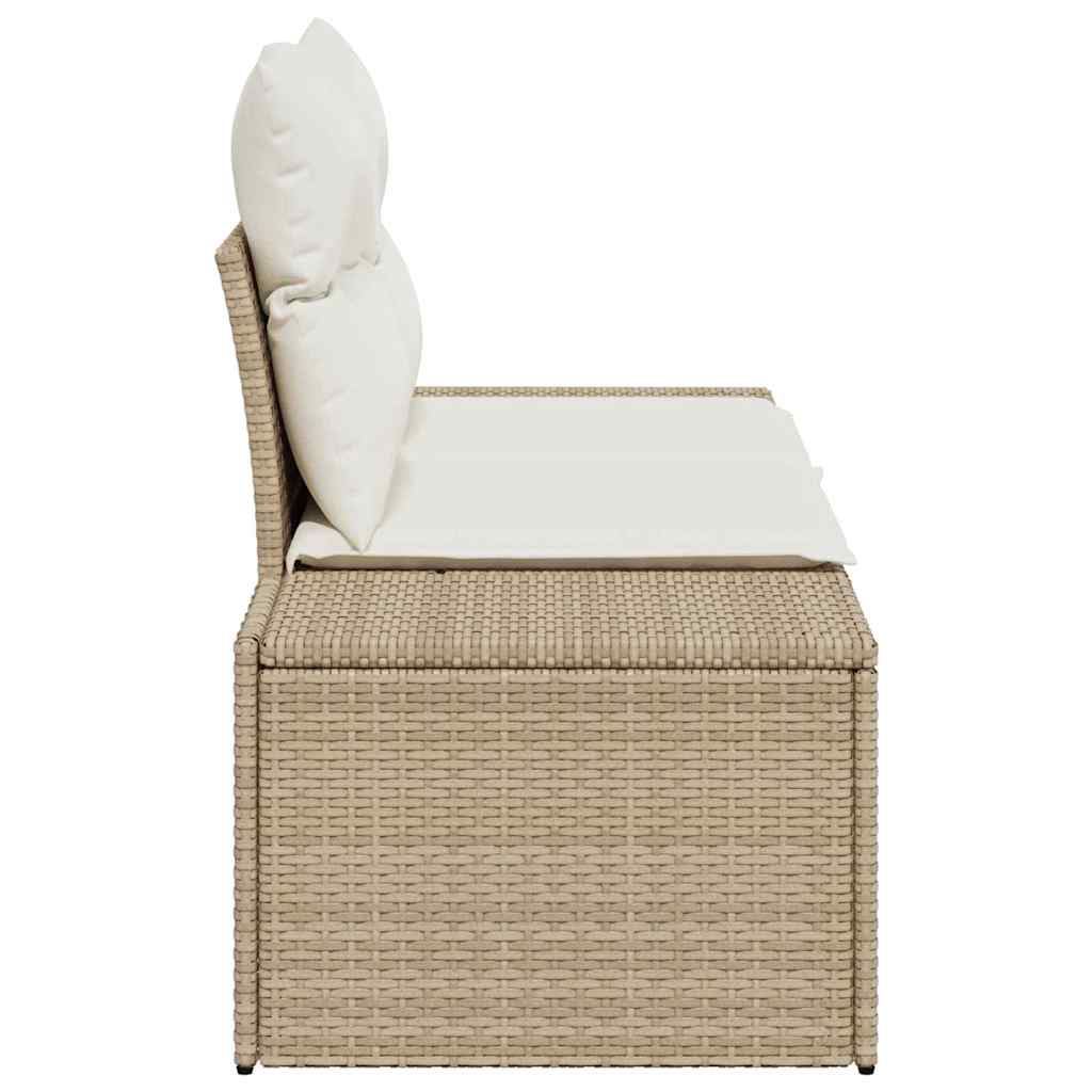 Gartensofa mit Kissen Beige 123 x 62 x 69cm Poly-Rattan