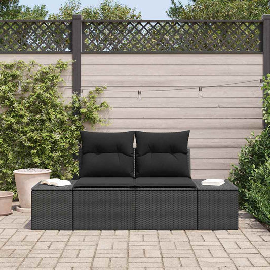 Gartensofa mit Kissen Schwarz 123 x 62 x 69cm Poly-Rattan