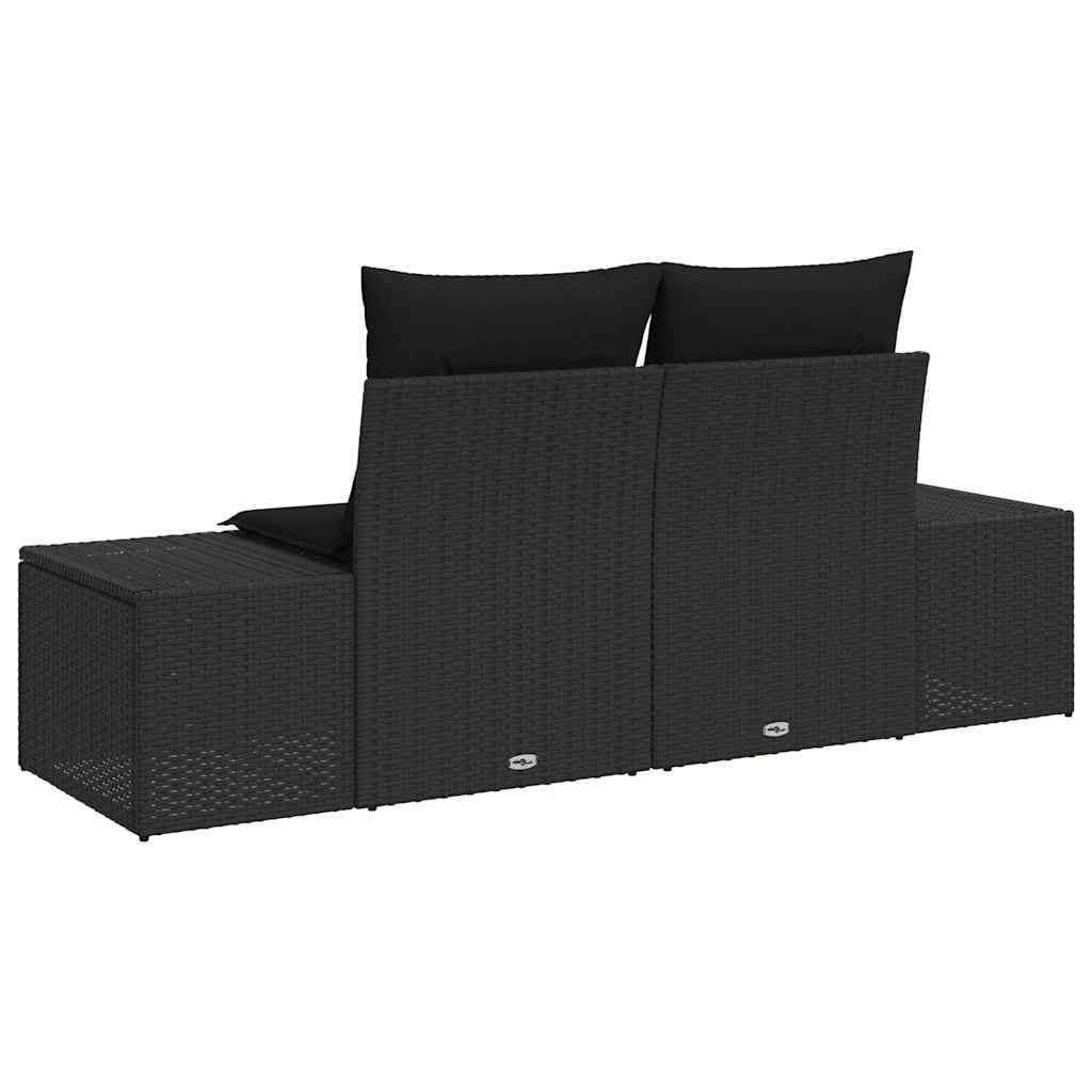 Gartensofa mit Kissen Schwarz 123 x 62 x 69cm Poly-Rattan
