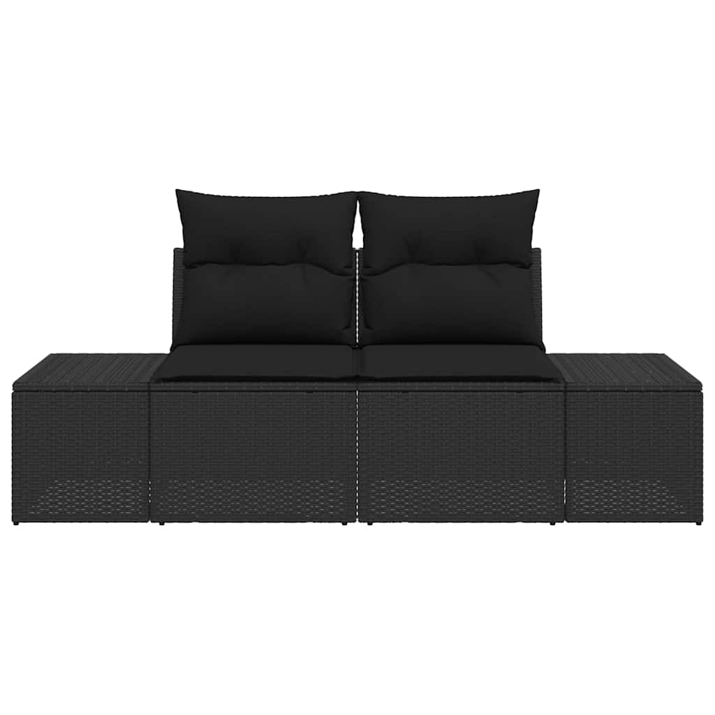 Gartensofa mit Kissen Schwarz 123 x 62 x 69cm Poly-Rattan