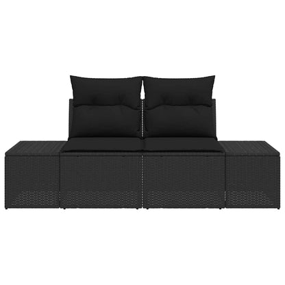 Gartensofa mit Kissen Schwarz 123 x 62 x 69cm Poly-Rattan