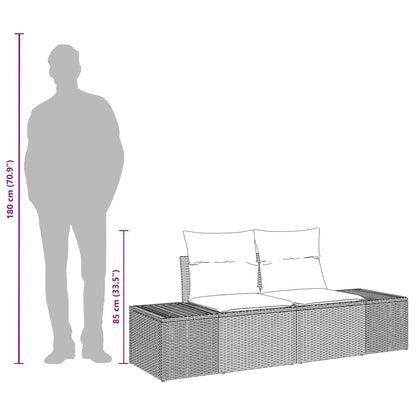 Gartensofa mit Kissen Schwarz 123 x 62 x 69cm Poly-Rattan