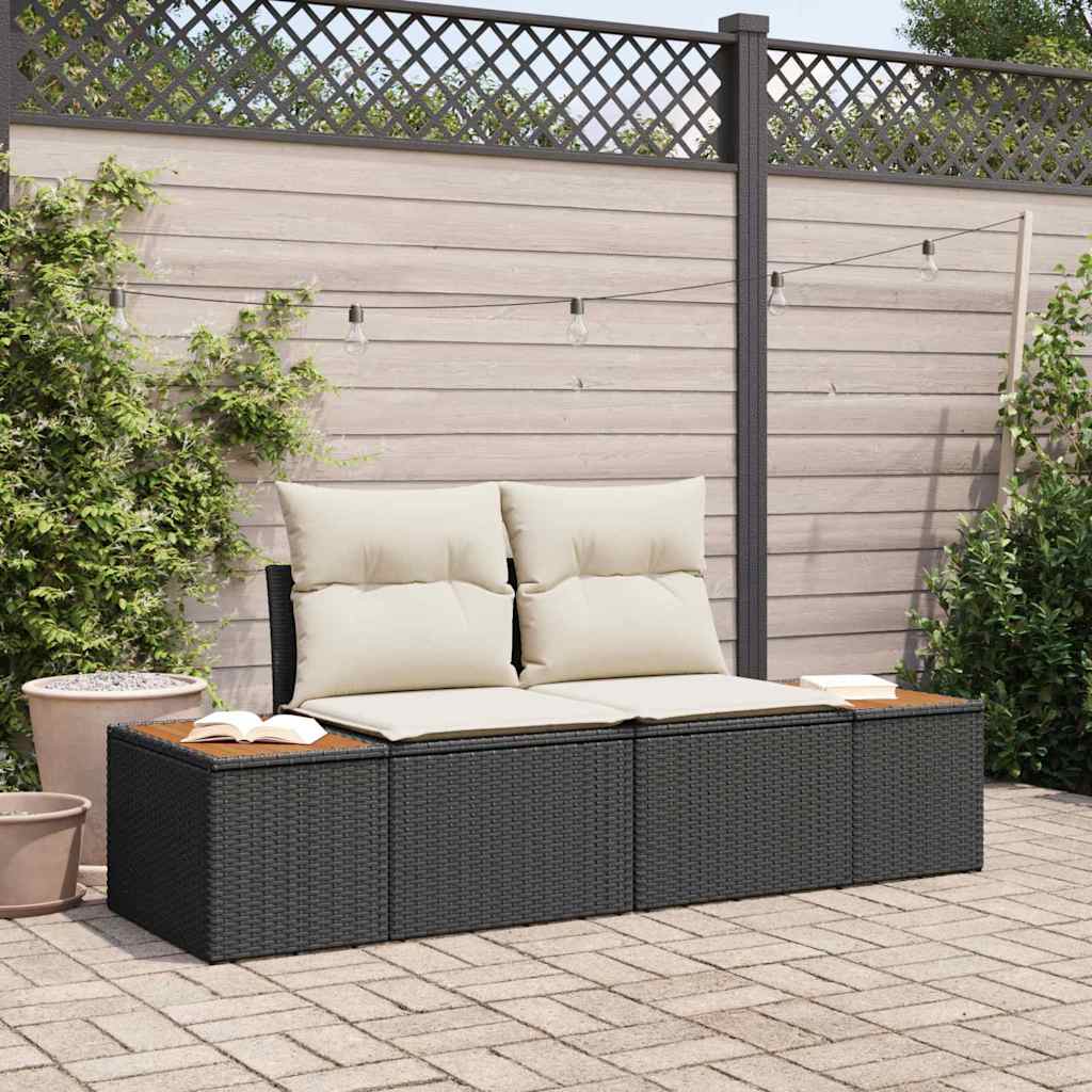 Gartensofa Schwarz 184 x 62 x 85cm Poly-Rattan