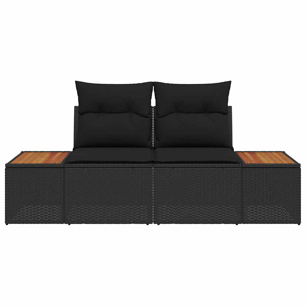 Gartensofa Schwarz 184 x 62 x 85cm Poly-Rattan