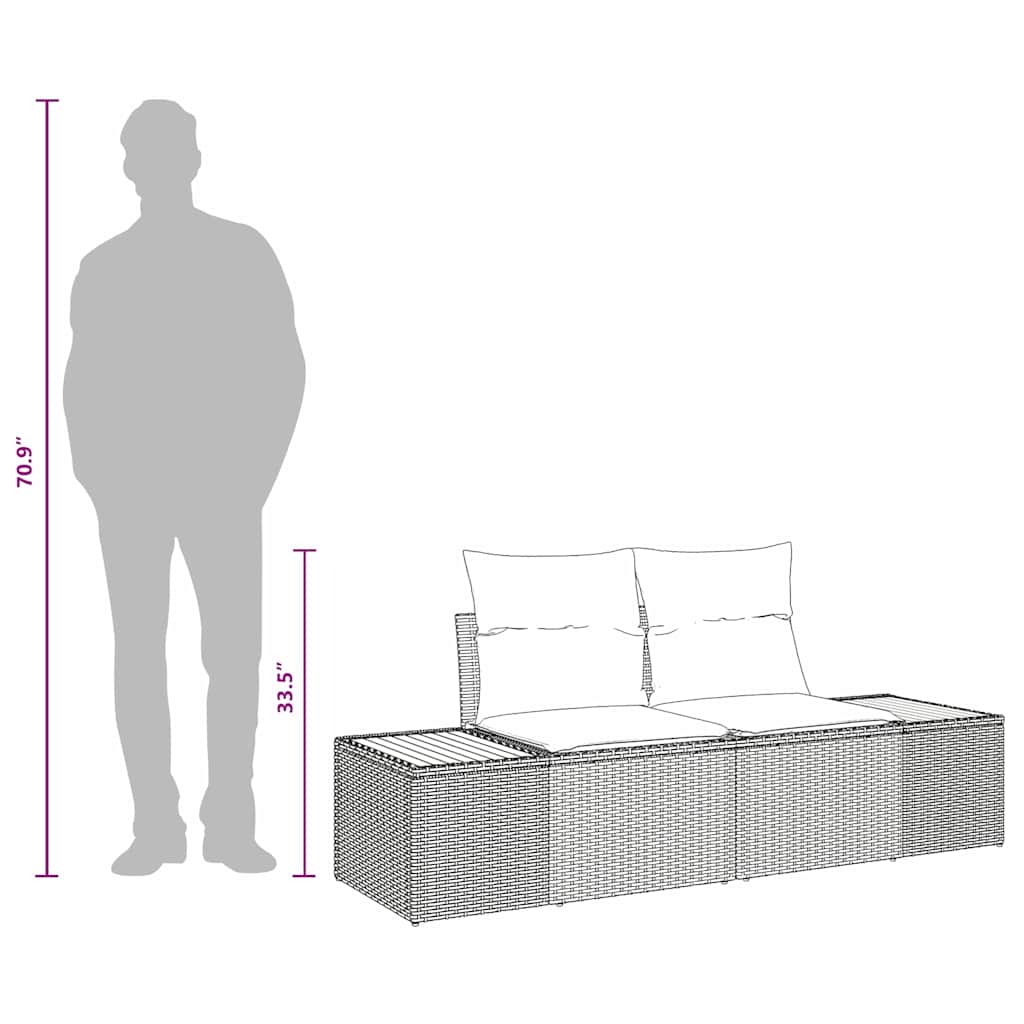 Gartensofa Schwarz 184 x 62 x 85cm Poly-Rattan