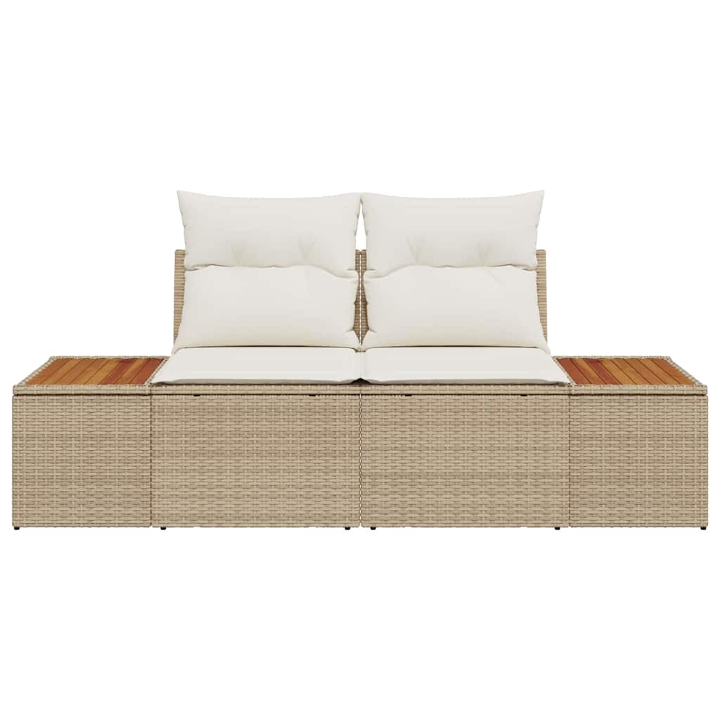 Gartensofa Beige 184 x 62 x 85cm Poly-Rattan