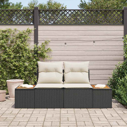 Gartensofa Schwarz 184 x 62 x 85cm Poly-Rattan
