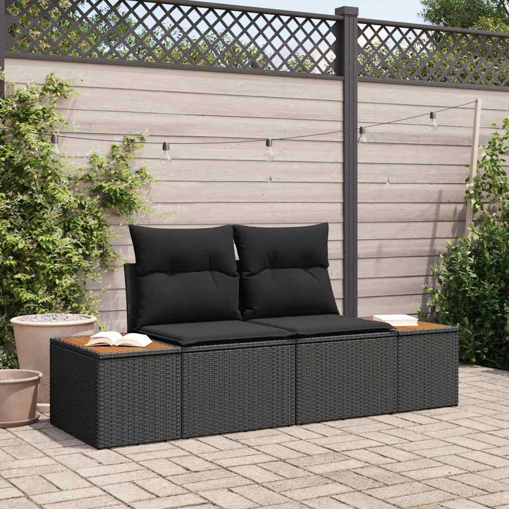Gartensofa Schwarz 184 x 62 x 85cm Poly-Rattan