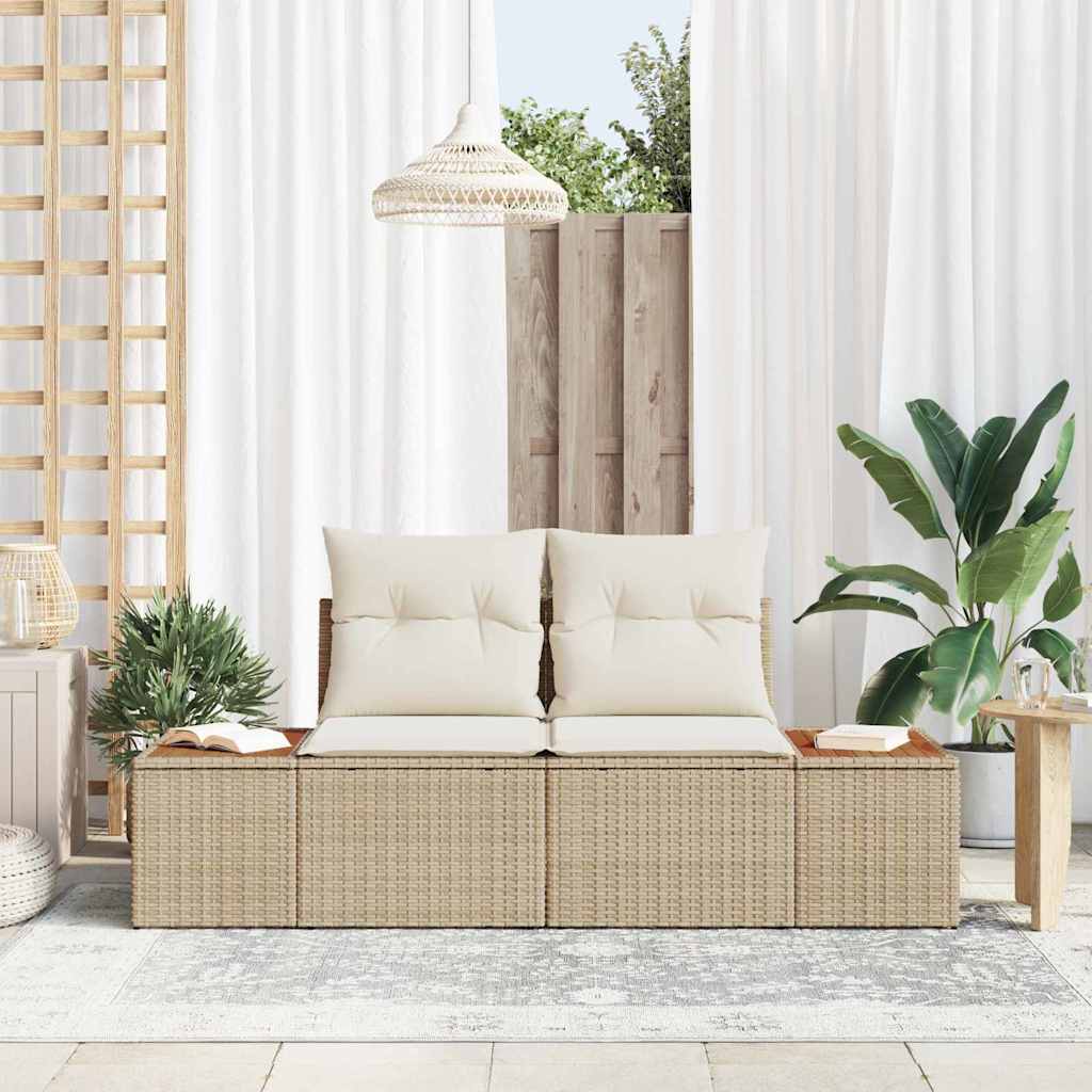 Gartensofa Beige 184 x 62 x 85cm Poly-Rattan