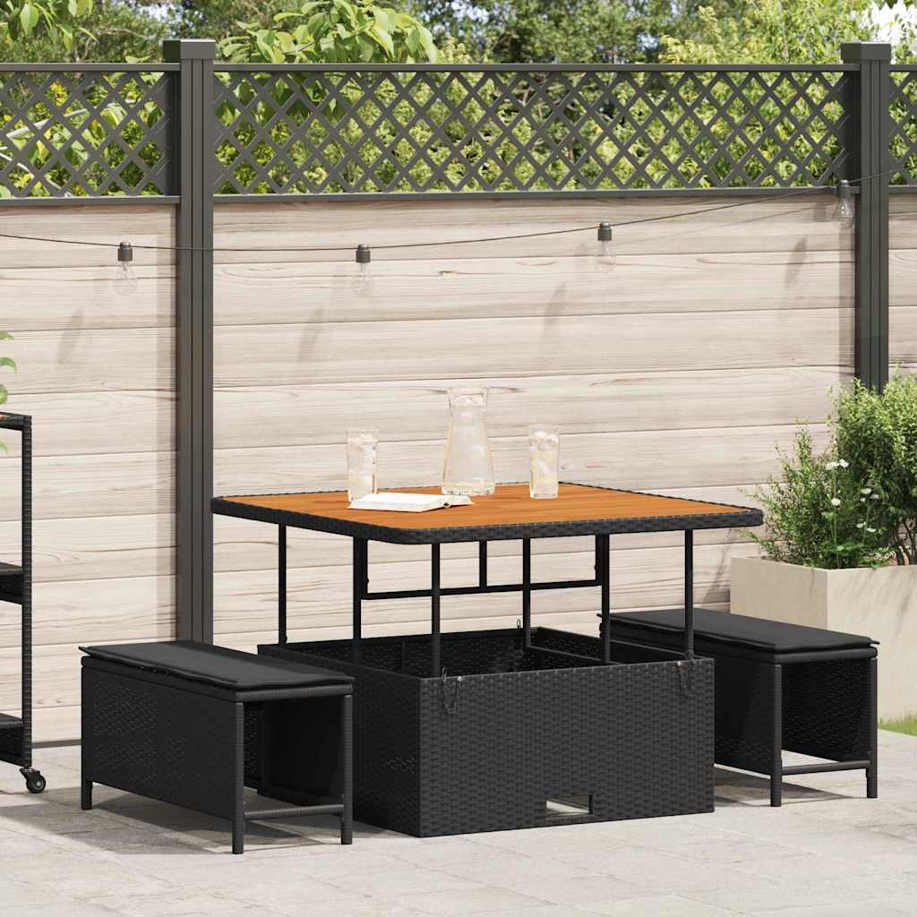 Garten Essgruppe Schwarz Poly Rattan