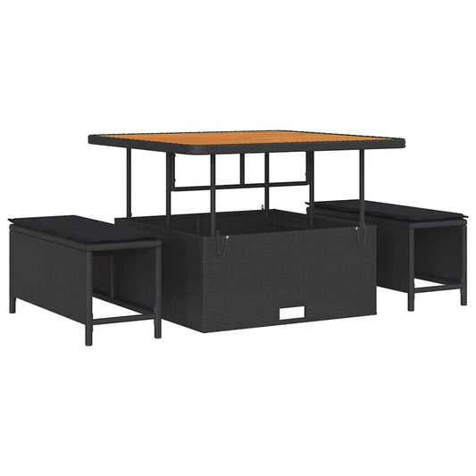 Garten Essgruppe Schwarz Poly Rattan