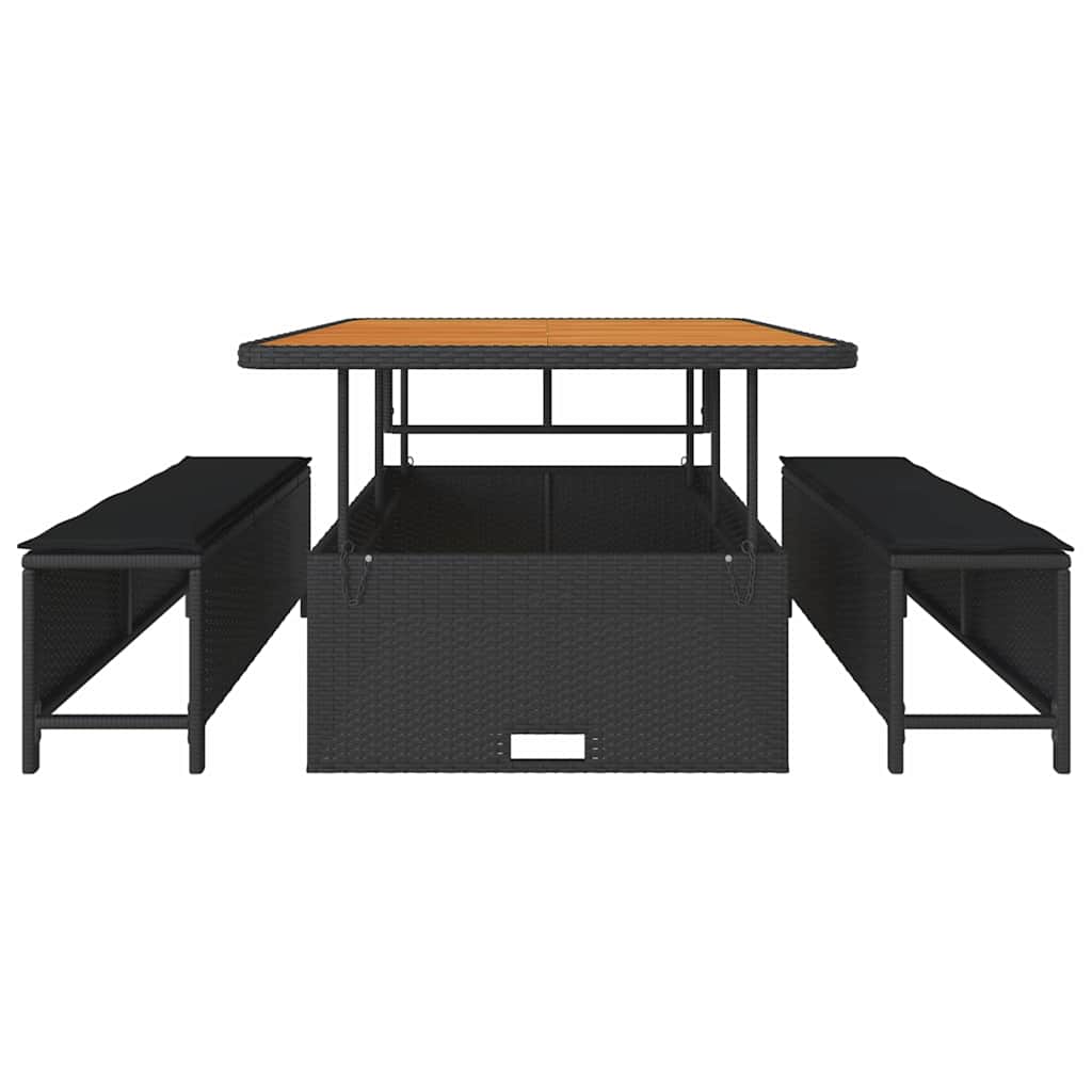 Garten Essgruppe Schwarz Poly Rattan