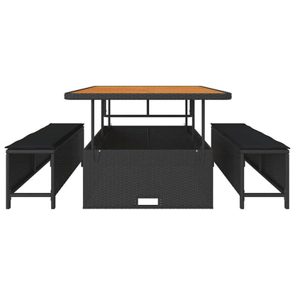 Garten Essgruppe Schwarz Poly Rattan