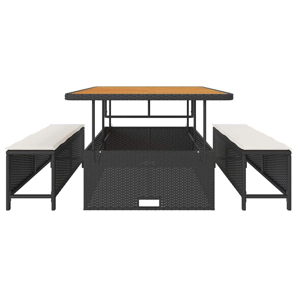 Garten Essgruppe Schwarz Poly Rattan