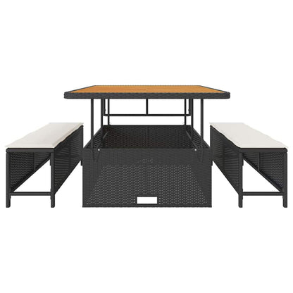 Garten Essgruppe Schwarz Poly Rattan