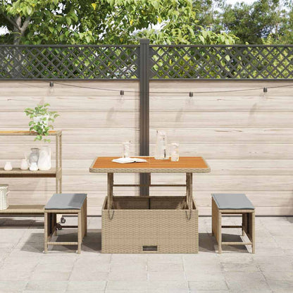 Garten Essgruppe Beige Poly Rattan