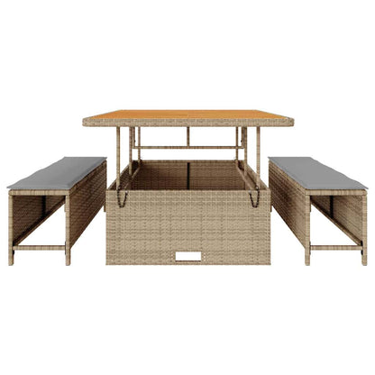 Garten Essgruppe Beige Poly Rattan