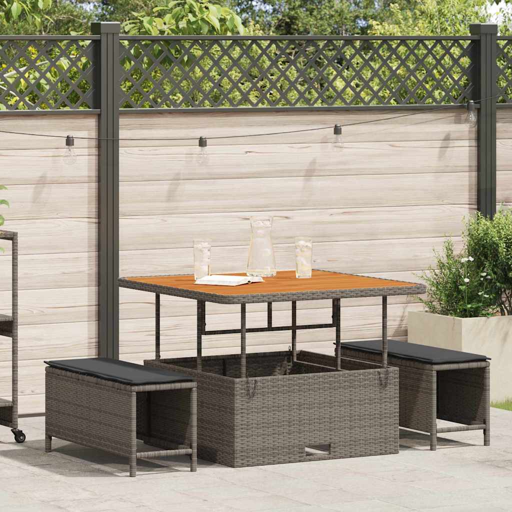 Garten Essgruppe Grau Poly Rattan