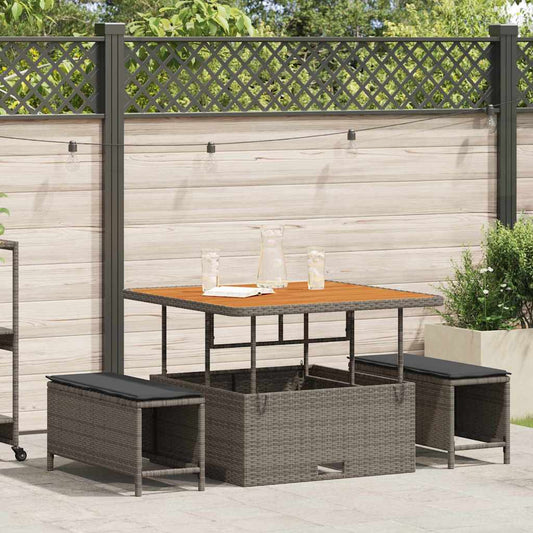 Garten Essgruppe Grau Poly Rattan