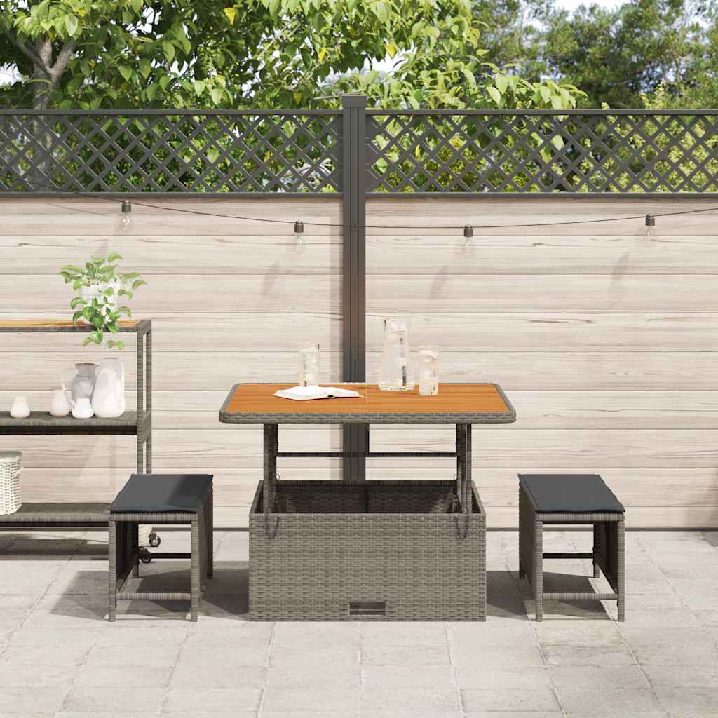 Garten Essgruppe Grau Poly Rattan