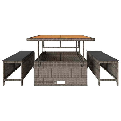 Garten Essgruppe Grau Poly Rattan