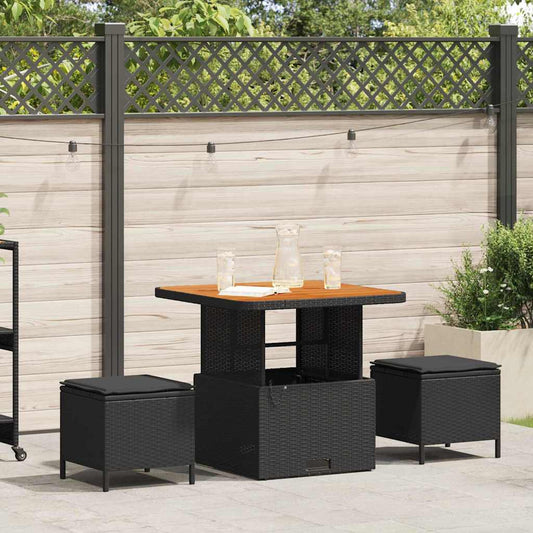 Garten Essgruppe Schwarz Poly Rattan