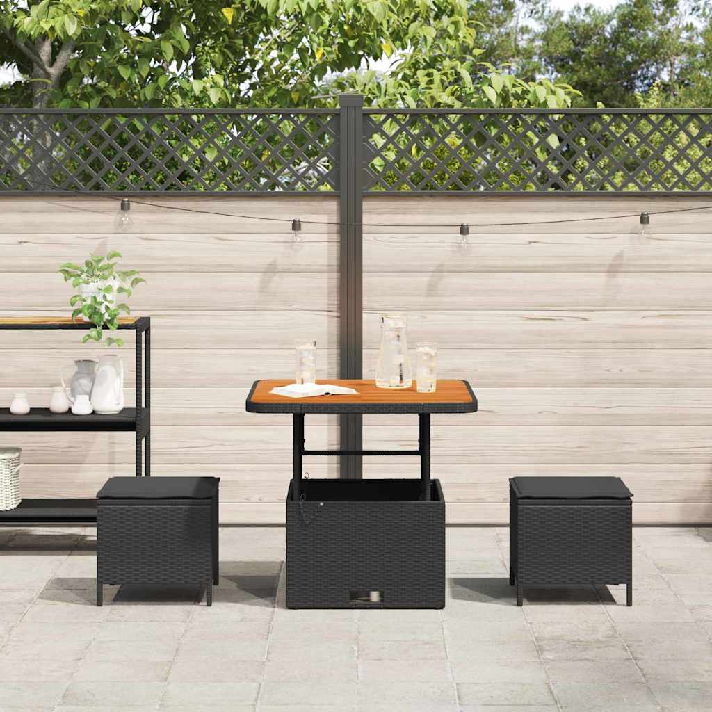 Garten Essgruppe Schwarz Poly Rattan