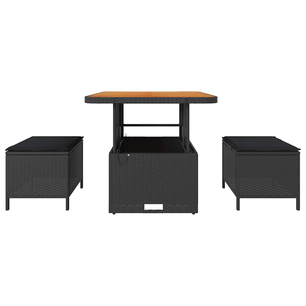 Garten Essgruppe Schwarz Poly Rattan