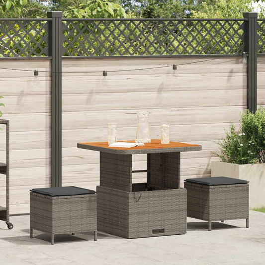 Garten Essgruppe Grau Poly Rattan