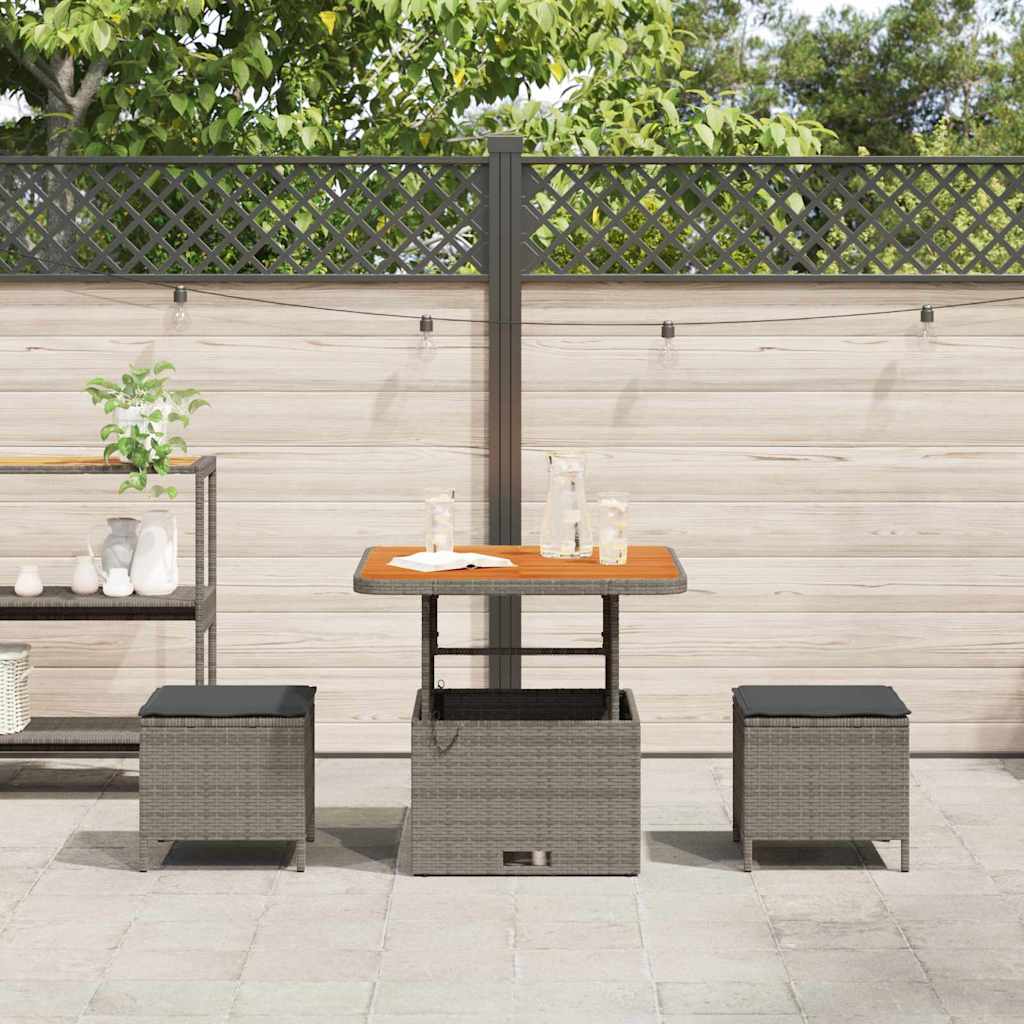 Garten Essgruppe Grau Poly Rattan