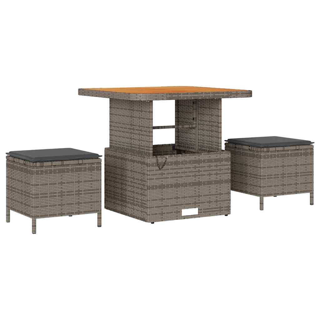 Garten Essgruppe Grau Poly Rattan