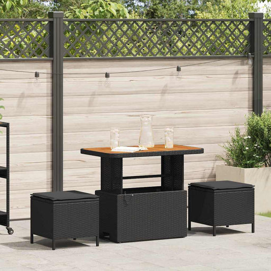 Garten Essgruppe Schwarz Poly Rattan