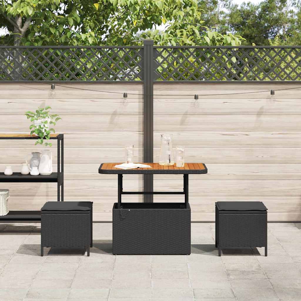 Garten Essgruppe Schwarz Poly Rattan