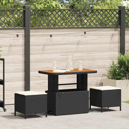 Garten Essgruppe Schwarz Poly Rattan