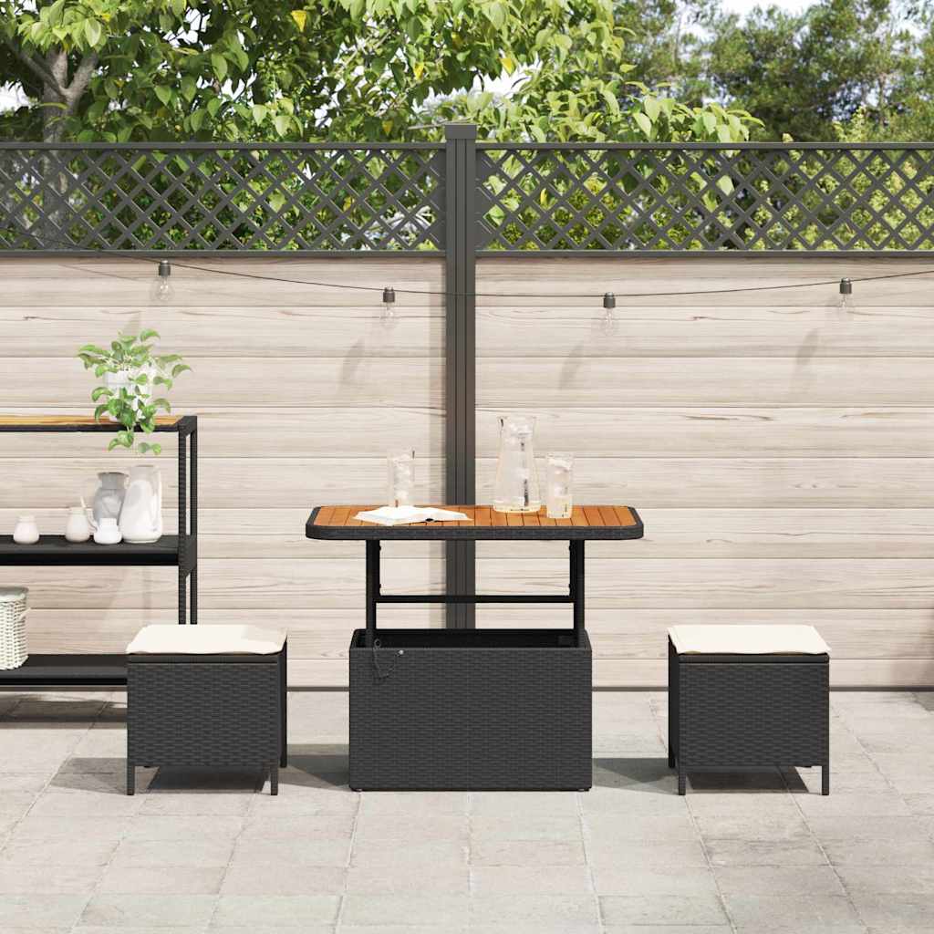 Garten Essgruppe Schwarz Poly Rattan