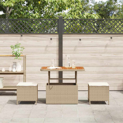 Garten Essgruppe Beige Poly Rattan