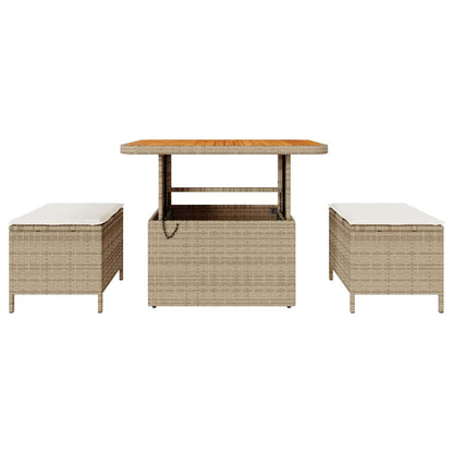 Garten Essgruppe Beige Poly Rattan