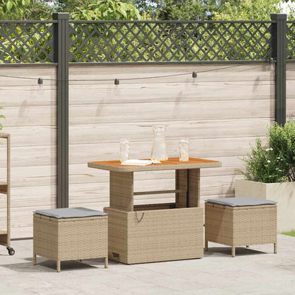 Garten Essgruppe Beige Poly Rattan