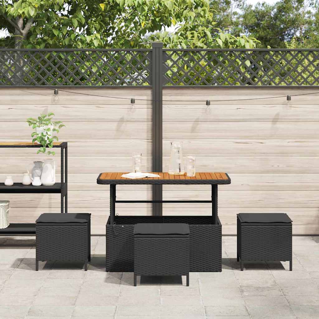 Garten Essgruppe Schwarz Poly Rattan