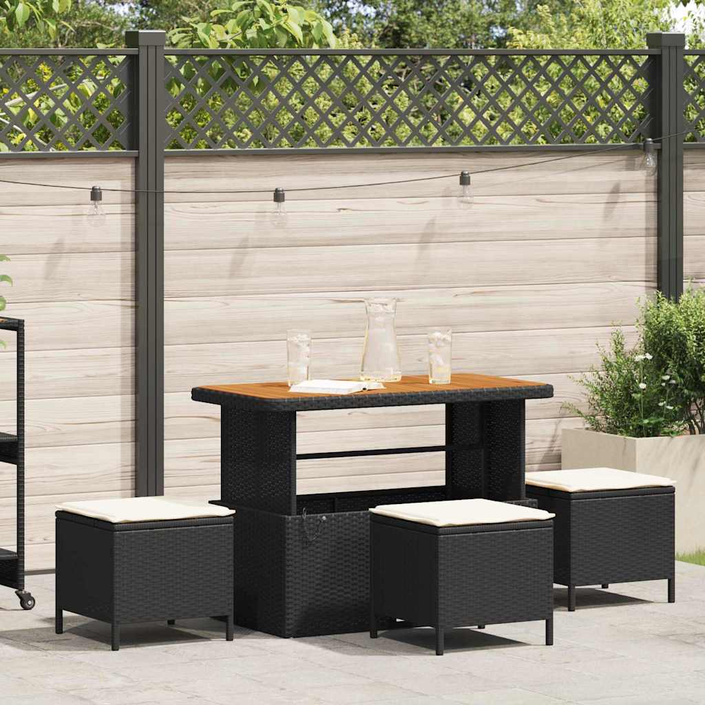 Garten Essgruppe Schwarz Poly Rattan