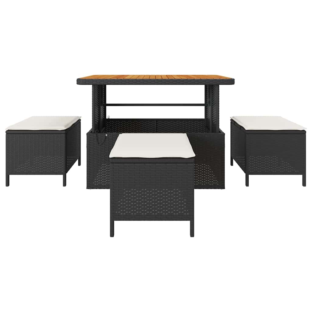 Garten Essgruppe Schwarz Poly Rattan