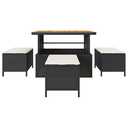 Garten Essgruppe Schwarz Poly Rattan