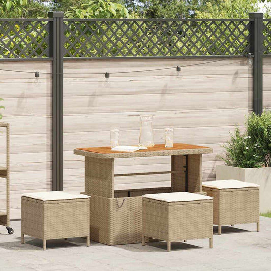 Garten Essgruppe Beige Poly Rattan